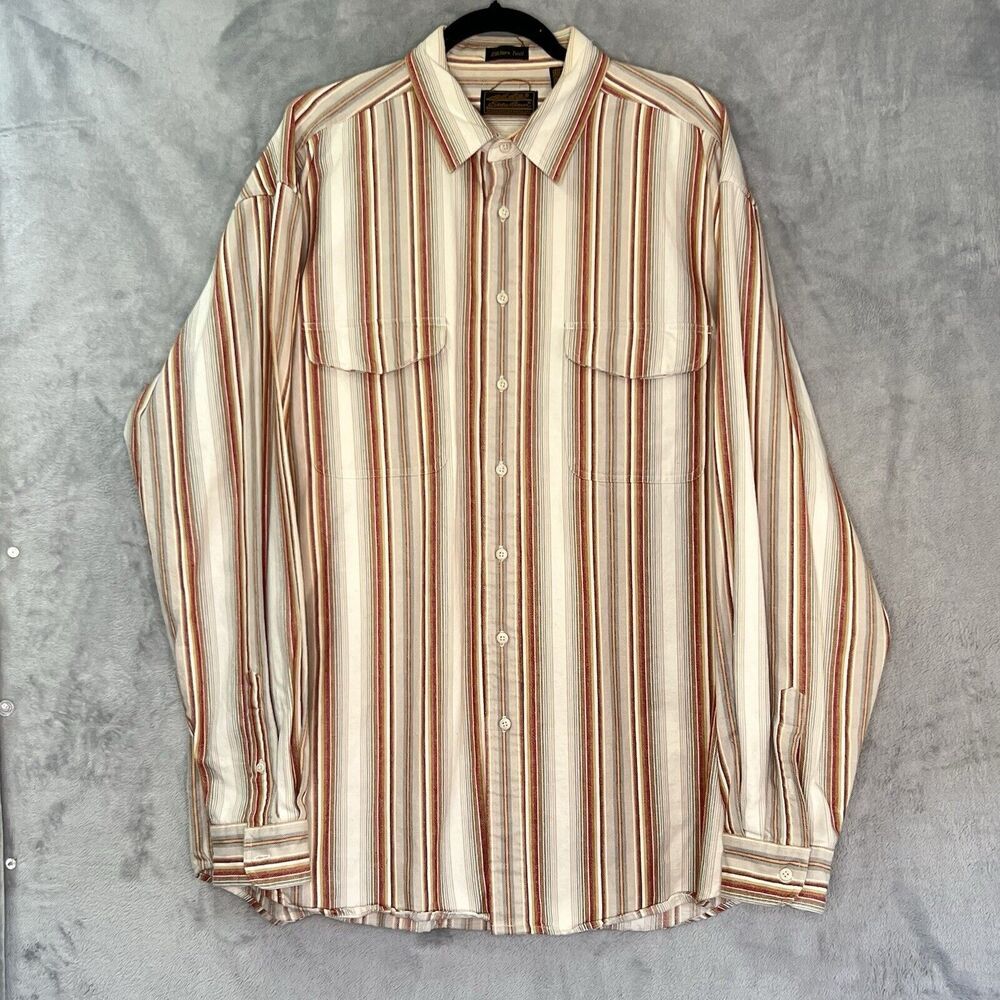 Vintage 90s Eddie Bauer Flannel Shirt Elkhorn Twill Stripes Long Sleeve Tall XXL